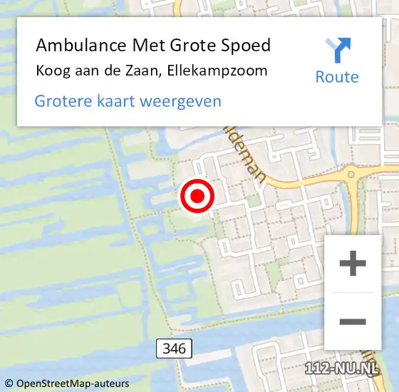 Locatie op kaart van de 112 melding: Ambulance Met Grote Spoed Naar Koog aan de Zaan, Ellekampzoom op 6 september 2022 10:05