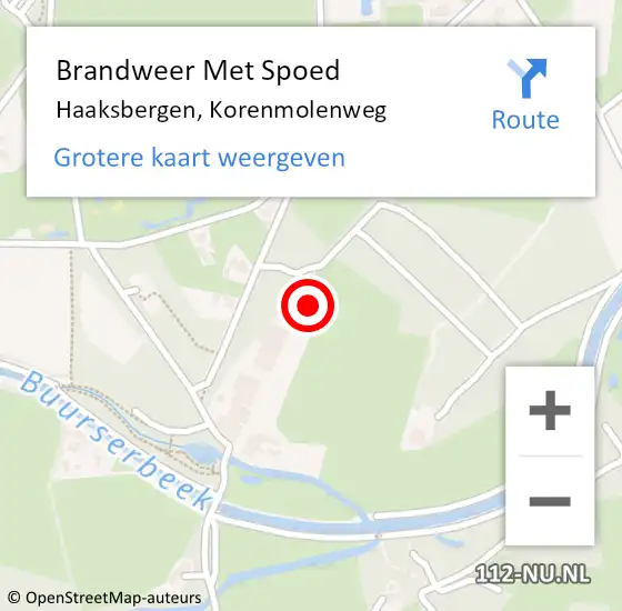 Locatie op kaart van de 112 melding: Brandweer Met Spoed Naar Haaksbergen, Korenmolenweg op 6 september 2022 10:34