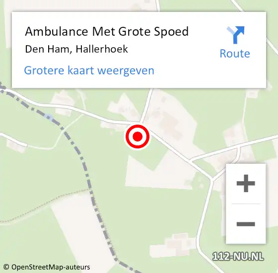 Locatie op kaart van de 112 melding: Ambulance Met Grote Spoed Naar Den Ham, Hallerhoek op 6 september 2022 10:40