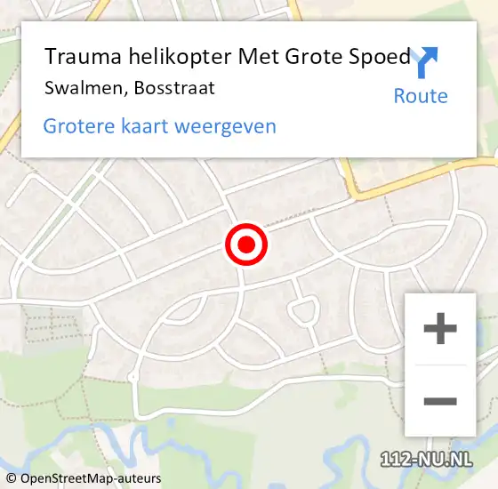 Locatie op kaart van de 112 melding: Trauma helikopter Met Grote Spoed Naar Swalmen, Bosstraat op 6 september 2022 10:47