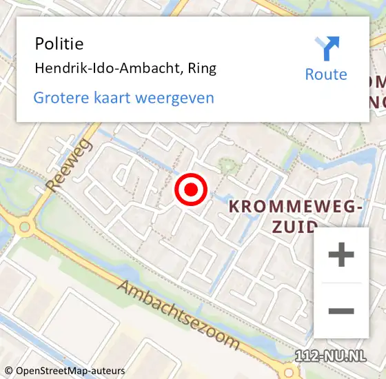 Locatie op kaart van de 112 melding: Politie Hendrik-Ido-Ambacht, Ring op 6 september 2022 10:55