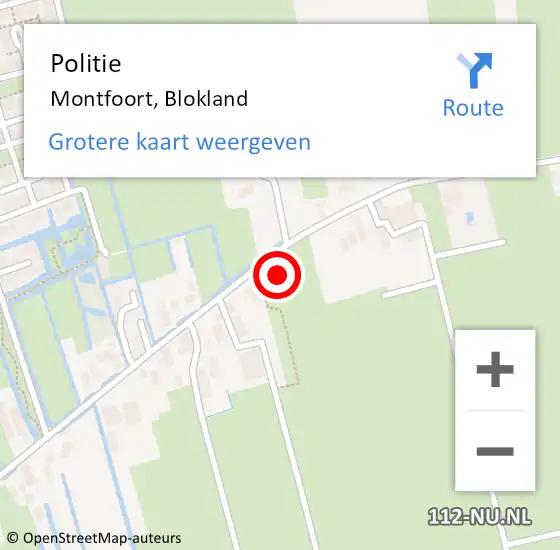 Locatie op kaart van de 112 melding: Politie Montfoort, Blokland op 6 september 2022 10:55