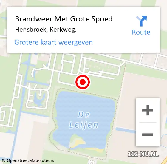 Locatie op kaart van de 112 melding: Brandweer Met Grote Spoed Naar Hensbroek, Kerkweg. op 6 september 2022 11:07