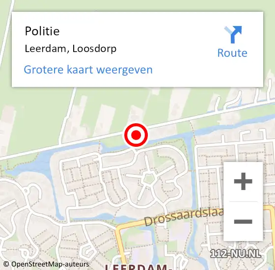 Locatie op kaart van de 112 melding: Politie Leerdam, Loosdorp op 6 september 2022 11:07