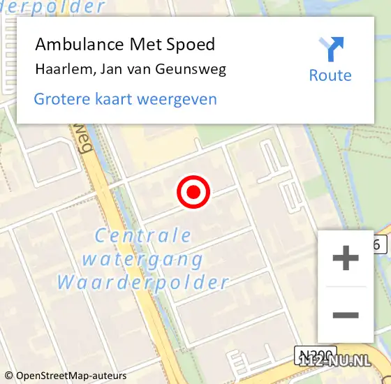 Locatie op kaart van de 112 melding: Ambulance Met Spoed Naar Haarlem, Jan van Geunsweg op 6 september 2022 11:20