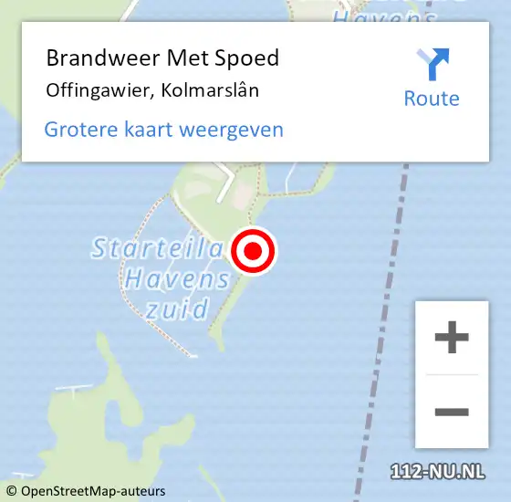 Locatie op kaart van de 112 melding: Brandweer Met Spoed Naar Offingawier, Kolmarslân op 6 september 2022 11:32