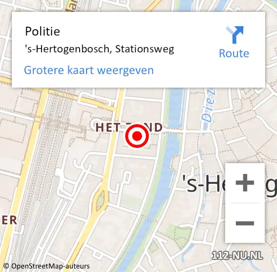 Locatie op kaart van de 112 melding: Politie 's-Hertogenbosch, Stationsweg op 6 september 2022 11:38