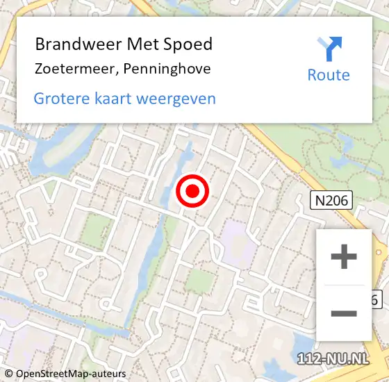 Locatie op kaart van de 112 melding: Brandweer Met Spoed Naar Zoetermeer, Penninghove op 6 september 2022 11:43