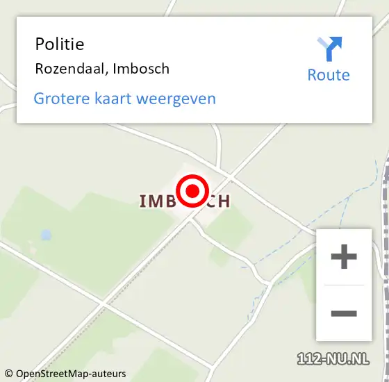 Locatie op kaart van de 112 melding: Politie Rozendaal, Imbosch op 6 september 2022 11:53