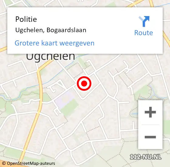 Locatie op kaart van de 112 melding: Politie Ugchelen, Bogaardslaan op 6 september 2022 12:00