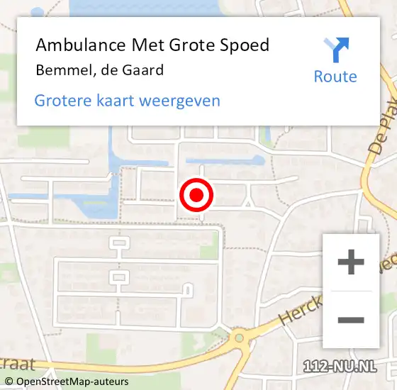 Locatie op kaart van de 112 melding: Ambulance Met Grote Spoed Naar Bemmel, de Gaard op 6 september 2022 12:05