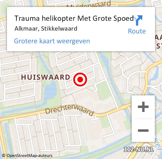 Locatie op kaart van de 112 melding: Trauma helikopter Met Grote Spoed Naar Alkmaar, Stikkelwaard op 6 september 2022 12:06