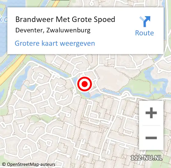 Locatie op kaart van de 112 melding: Brandweer Met Grote Spoed Naar Deventer, Zwaluwenburg op 6 september 2022 12:21