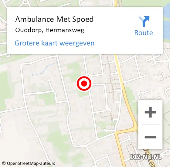 Locatie op kaart van de 112 melding: Ambulance Met Spoed Naar Ouddorp, Hermansweg op 6 september 2022 12:29