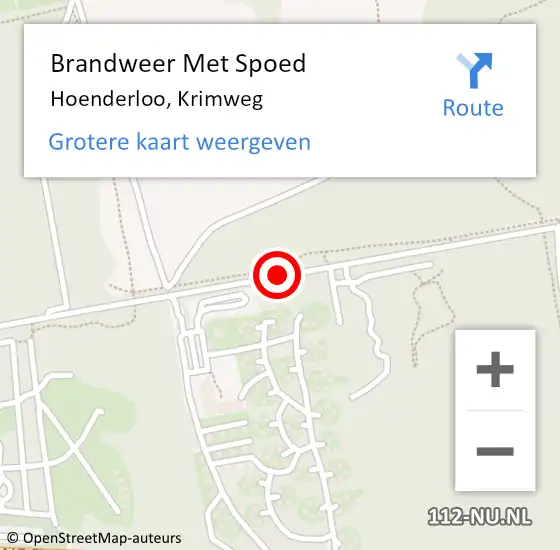 Locatie op kaart van de 112 melding: Brandweer Met Spoed Naar Hoenderloo, Krimweg op 28 juli 2014 16:00