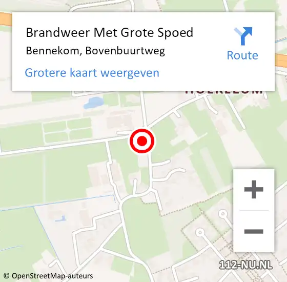 Locatie op kaart van de 112 melding: Brandweer Met Grote Spoed Naar Bennekom, Bovenbuurtweg op 6 september 2022 12:39