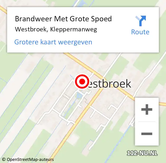 Locatie op kaart van de 112 melding: Brandweer Met Grote Spoed Naar Westbroek, Kleppermanweg op 6 september 2022 12:52