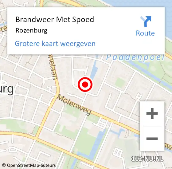 Locatie op kaart van de 112 melding: Brandweer Met Spoed Naar Rozenburg op 6 september 2022 12:56