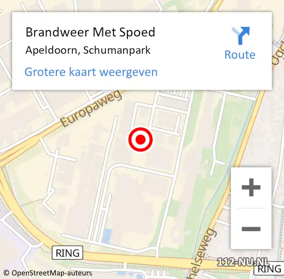 Locatie op kaart van de 112 melding: Brandweer Met Spoed Naar Apeldoorn, Schumanpark op 28 juli 2014 16:03