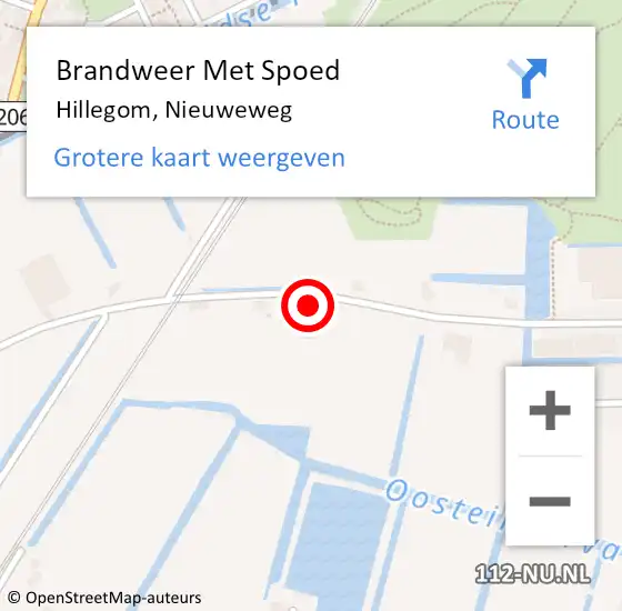 Locatie op kaart van de 112 melding: Brandweer Met Spoed Naar Hillegom, Nieuweweg op 6 september 2022 13:06