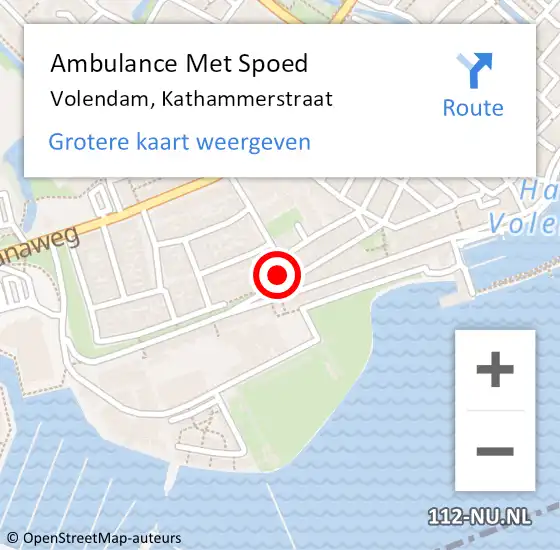 Locatie op kaart van de 112 melding: Ambulance Met Spoed Naar Volendam, Kathammerstraat op 6 september 2022 13:26