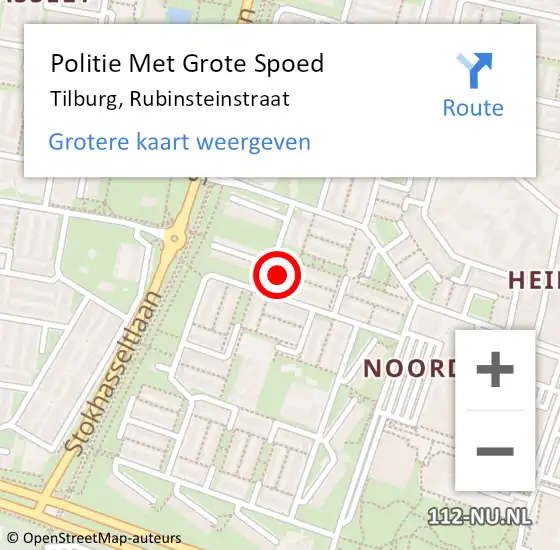 Locatie op kaart van de 112 melding: Politie Met Grote Spoed Naar Tilburg, Rubinsteinstraat op 6 september 2022 13:44