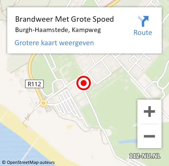 Locatie op kaart van de 112 melding: Brandweer Met Grote Spoed Naar Burgh-Haamstede, Kampweg op 6 september 2022 14:05