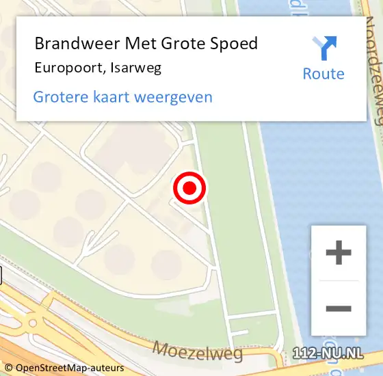 Locatie op kaart van de 112 melding: Brandweer Met Grote Spoed Naar Europoort, Isarweg op 6 september 2022 14:09