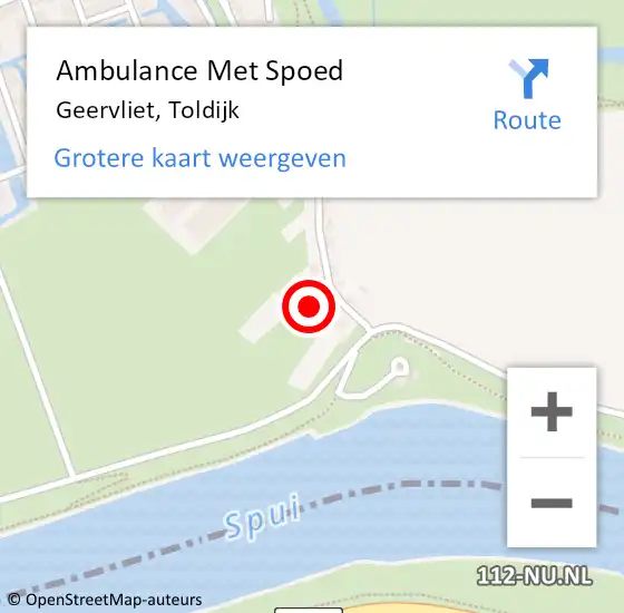 Locatie op kaart van de 112 melding: Ambulance Met Spoed Naar Geervliet, Toldijk op 6 september 2022 14:13