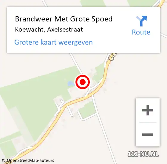 Locatie op kaart van de 112 melding: Brandweer Met Grote Spoed Naar Koewacht, Axelsestraat op 6 september 2022 14:23