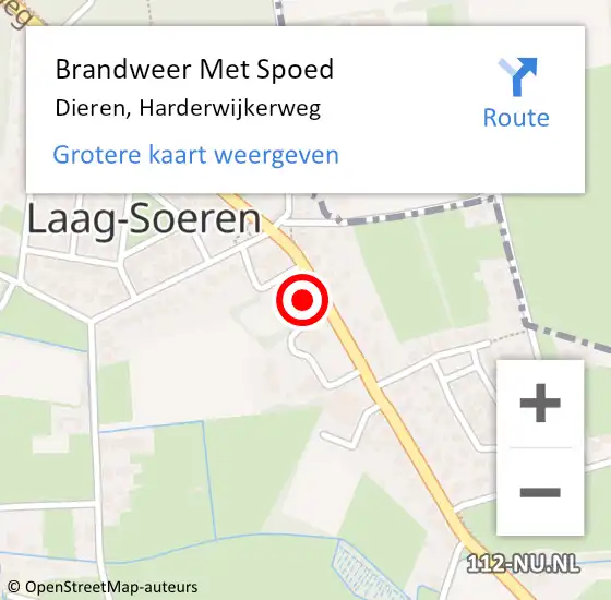 Locatie op kaart van de 112 melding: Brandweer Met Spoed Naar Dieren, Harderwijkerweg op 6 september 2022 14:27