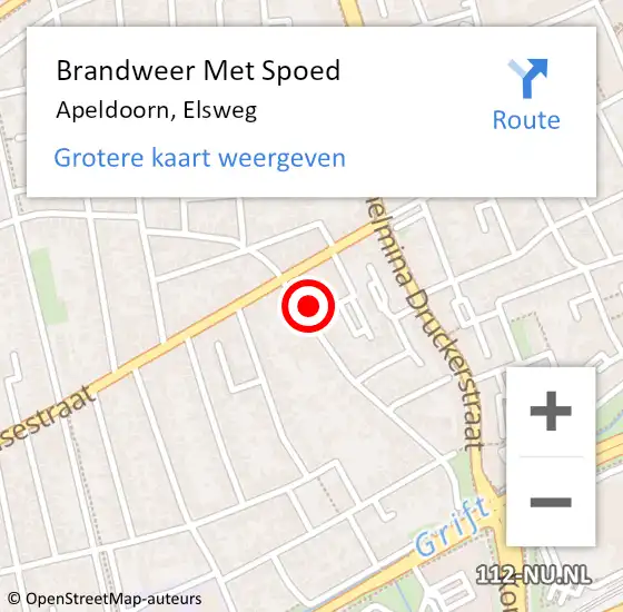 Locatie op kaart van de 112 melding: Brandweer Met Spoed Naar Apeldoorn, Elsweg op 28 juli 2014 16:09