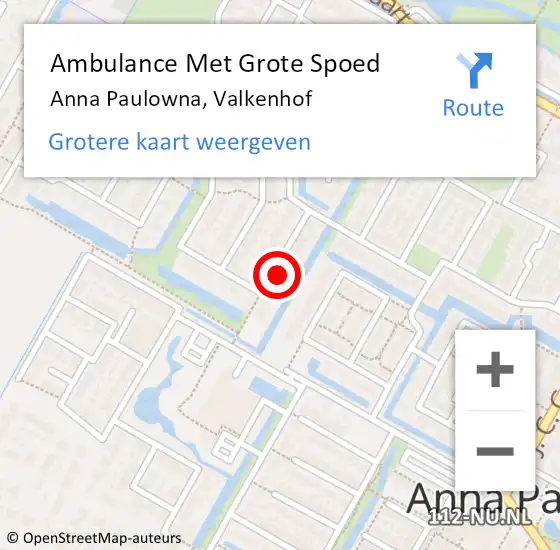 Locatie op kaart van de 112 melding: Ambulance Met Grote Spoed Naar Anna Paulowna, Valkenhof op 6 september 2022 14:44