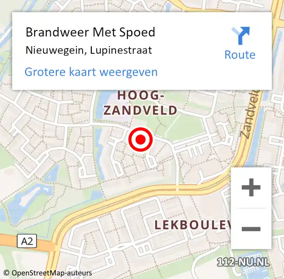 Locatie op kaart van de 112 melding: Brandweer Met Spoed Naar Nieuwegein, Lupinestraat op 6 september 2022 14:55