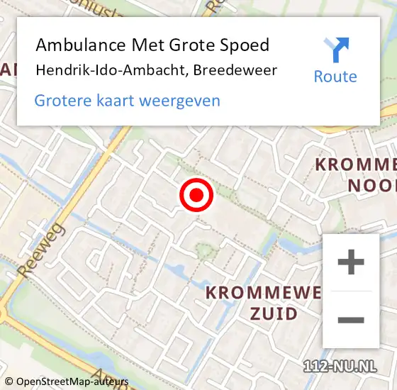 Locatie op kaart van de 112 melding: Ambulance Met Grote Spoed Naar Hendrik-Ido-Ambacht, Breedeweer op 6 september 2022 15:13