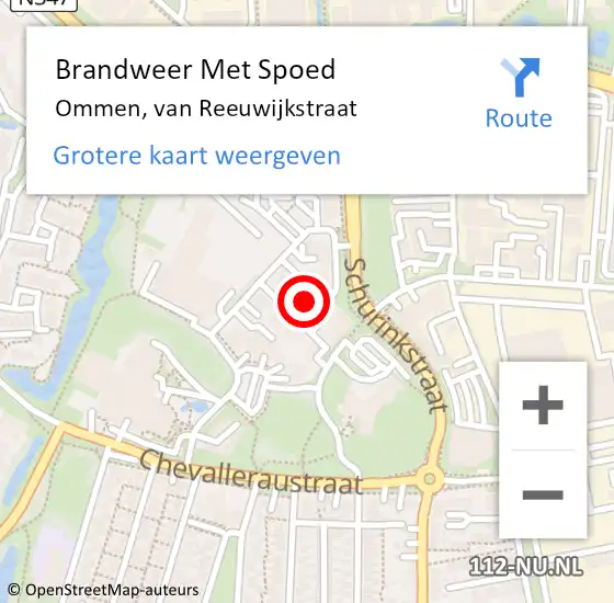 Locatie op kaart van de 112 melding: Brandweer Met Spoed Naar Ommen, van Reeuwijkstraat op 6 september 2022 15:15