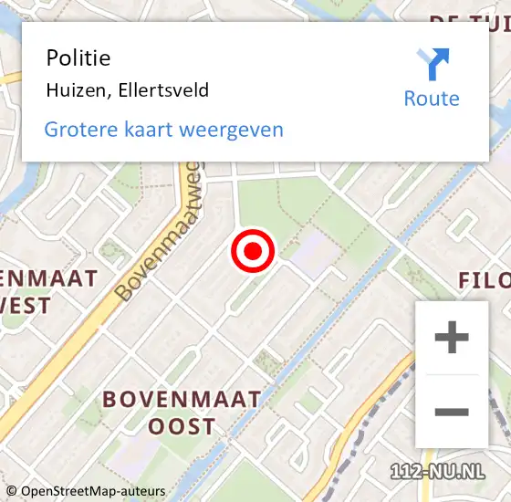 Locatie op kaart van de 112 melding: Politie Huizen, Ellertsveld op 6 september 2022 15:28