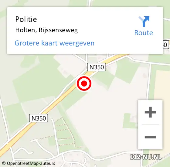 Locatie op kaart van de 112 melding: Politie Holten, Rijssenseweg op 6 september 2022 15:29