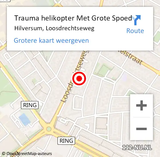 Locatie op kaart van de 112 melding: Trauma helikopter Met Grote Spoed Naar Hilversum, Loosdrechtseweg op 6 september 2022 15:45