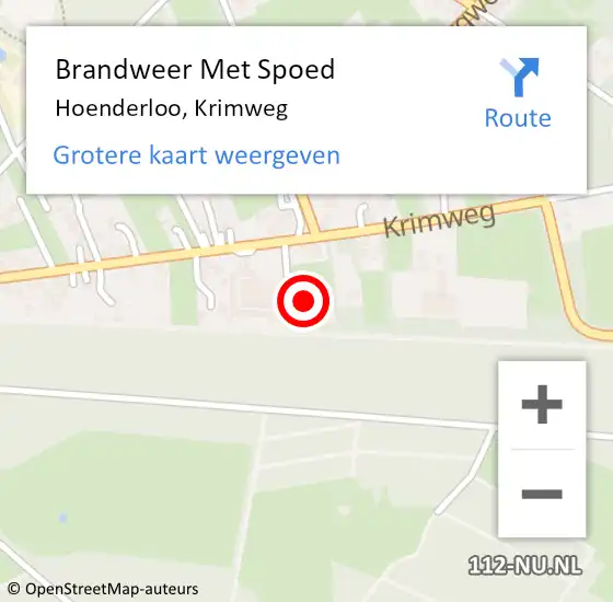 Locatie op kaart van de 112 melding: Brandweer Met Spoed Naar Hoenderloo, Krimweg op 28 juli 2014 16:18