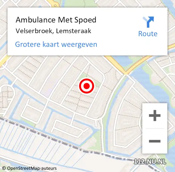 Locatie op kaart van de 112 melding: Ambulance Met Spoed Naar Velserbroek, Lemsteraak op 6 september 2022 16:14