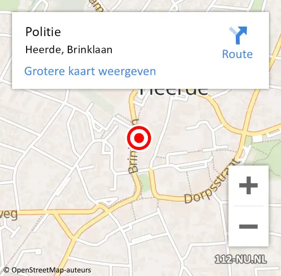 Locatie op kaart van de 112 melding: Politie Heerde, Brinklaan op 6 september 2022 16:16