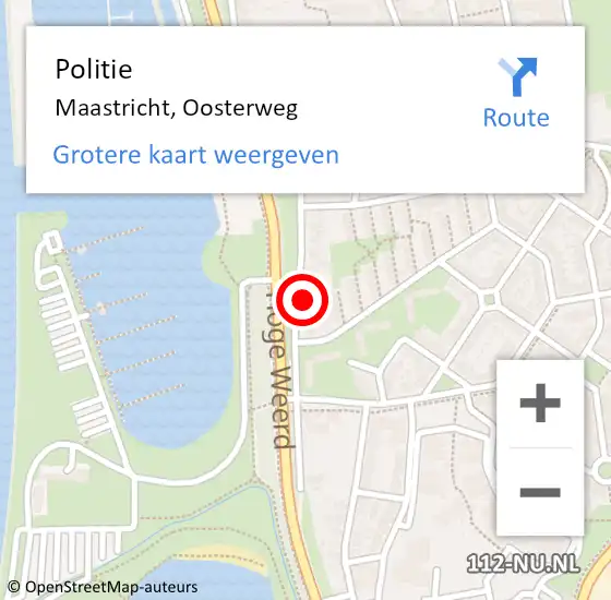 Locatie op kaart van de 112 melding: Politie Maastricht, Oosterweg op 6 september 2022 16:16