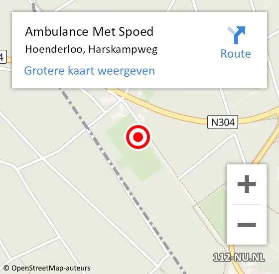 Locatie op kaart van de 112 melding: Ambulance Met Spoed Naar Hoenderloo, Harskampweg op 6 september 2022 16:25