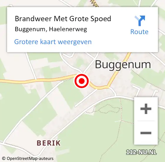 Locatie op kaart van de 112 melding: Brandweer Met Grote Spoed Naar Buggenum, Haelenerweg op 6 september 2022 16:27