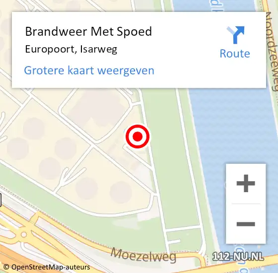 Locatie op kaart van de 112 melding: Brandweer Met Spoed Naar Europoort, Isarweg op 6 september 2022 16:29