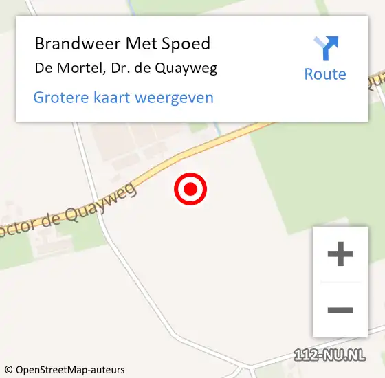 Locatie op kaart van de 112 melding: Brandweer Met Spoed Naar De Mortel, Dr. de Quayweg op 6 september 2022 16:35