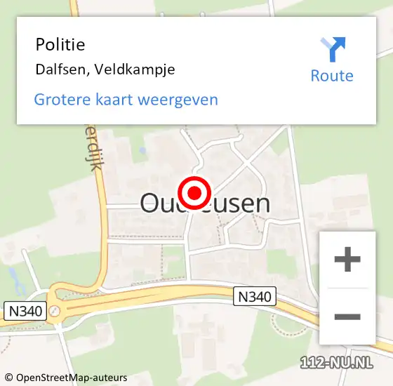 Locatie op kaart van de 112 melding: Politie Dalfsen, Veldkampje op 6 september 2022 16:43