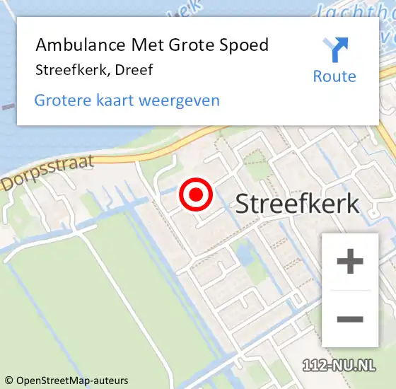Locatie op kaart van de 112 melding: Ambulance Met Grote Spoed Naar Streefkerk, Dreef op 6 september 2022 16:48