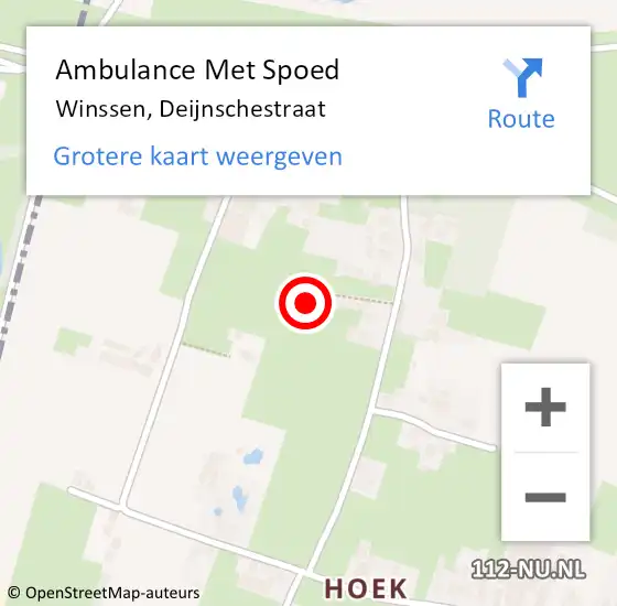 Locatie op kaart van de 112 melding: Ambulance Met Spoed Naar Winssen, Deijnschestraat op 6 september 2022 16:48
